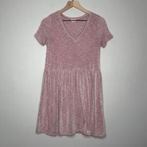 Caution To The Wind Womens Mini Dress‎ Small Red Striped Classic Brunch Preppy